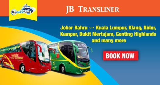 JB Transliner provides bus service departs from Johor Bahru to various parts of Malaysia