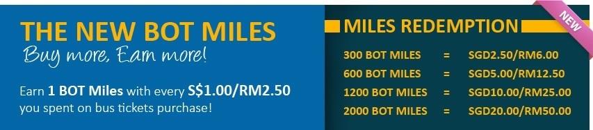Book Bus Tickets and earn BOT Miles for discount