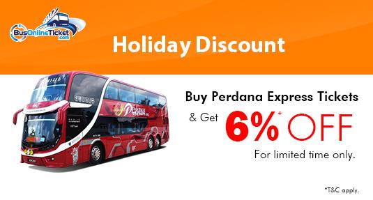 Get 6% OFF for Perdana Express Bus Tickets with BusOnlineTicket.com