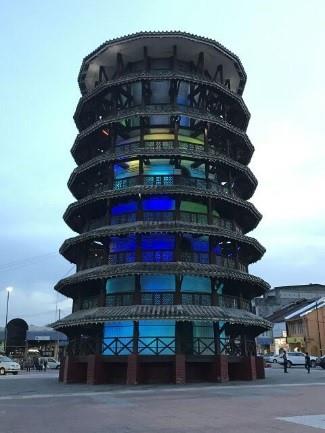 Leaning Tower of Teluk Intan at night