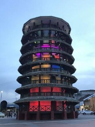 Leaning Tower of Teluk Intan at night