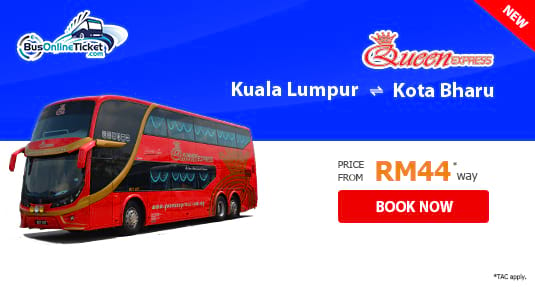 Queen Express offers express bus services between Kuala Lumpur and Kota Bharu
