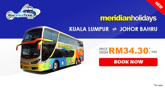 Meridian Holidays Bus Service Between Kuala Lumpur and Johor Bahru