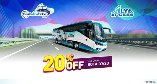  20% OFF on all Alya Express Bus Ticket Bookings