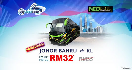 Neoliner Express PROMO RM32 between Kuala Lumpur and Johor Bahru